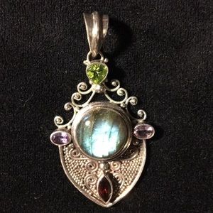 Moonstone pendant sterling gothic romantic boho